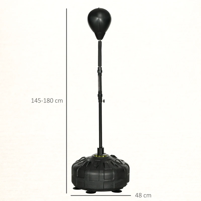 SPORTNOW Punching Ball de Podea cu Bază Reumplută și Ventuze, Înălțime Reglabilă 145-180 cm, Negru