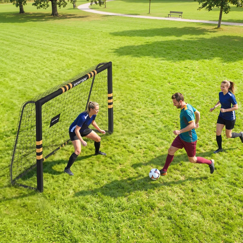 SPORTNOW Poartă de Fotbal Portabilă 240x85x160 cm cu Căptușeală din EPE, Alb