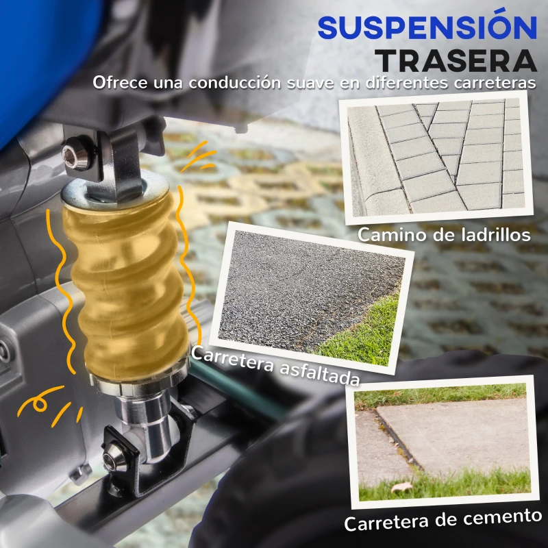 AIYAPLAY Moto Eléctrica para Niños 12V con 2 Motores Suspensión Trasera Ruedas de Apoyo Desmontables Música Niños 3-6 Años Azul