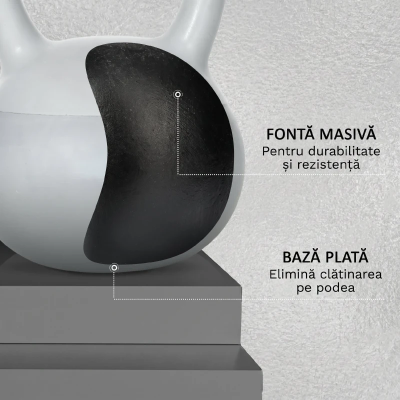 SPORTNOW Gantera kettlebell cu maner larg 8 kg, gantere pentru antrenamente de rezistenta, exercitii pentru imbunatatirea conditiei fizice, antrenamente pentru rezistenta si de baza