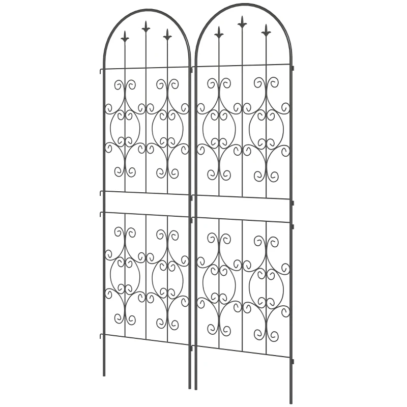 Outsunny Lot de 2 Supports pour Plantes Grimpantes, Treillis de Jardin, pour Légumes, Vignes, Fleurs, en Métal, 50 x 180 cm, Noir