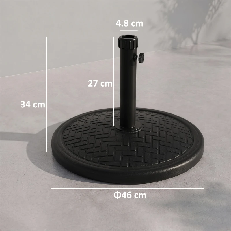 Outsunny Bază pentru umbrelă de 14kg pentru stâlpi cu diametru Ø32-38 mm, din metal și ciment, Ø46 cm, neagră