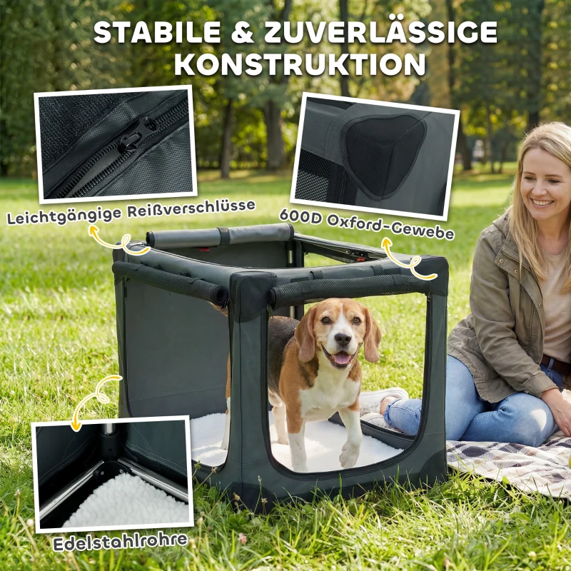 PawHut Hundebox faltbar Hundetransportbox mit Kissen abnehmbar waschbar Bezug aus Oxford-Gewebe für Hunde bis 20kg Armeegrün