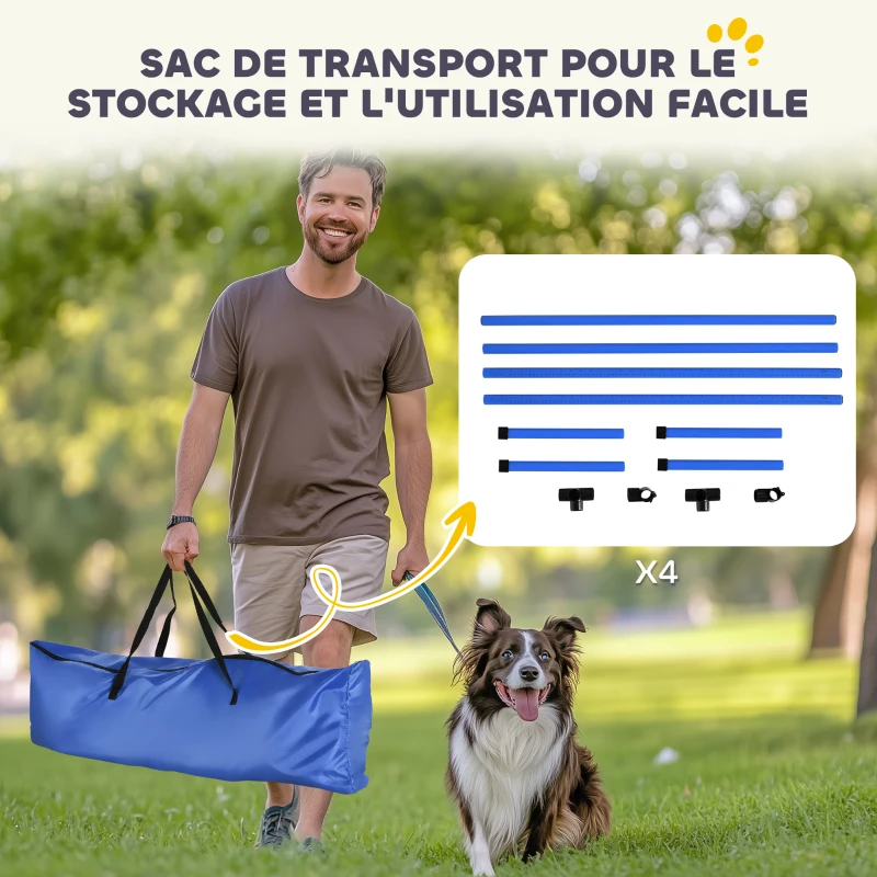 PawHut Agility sport pour chiens set de 4 obstacles professionnels avec système de maintien au sol sac transport fourni