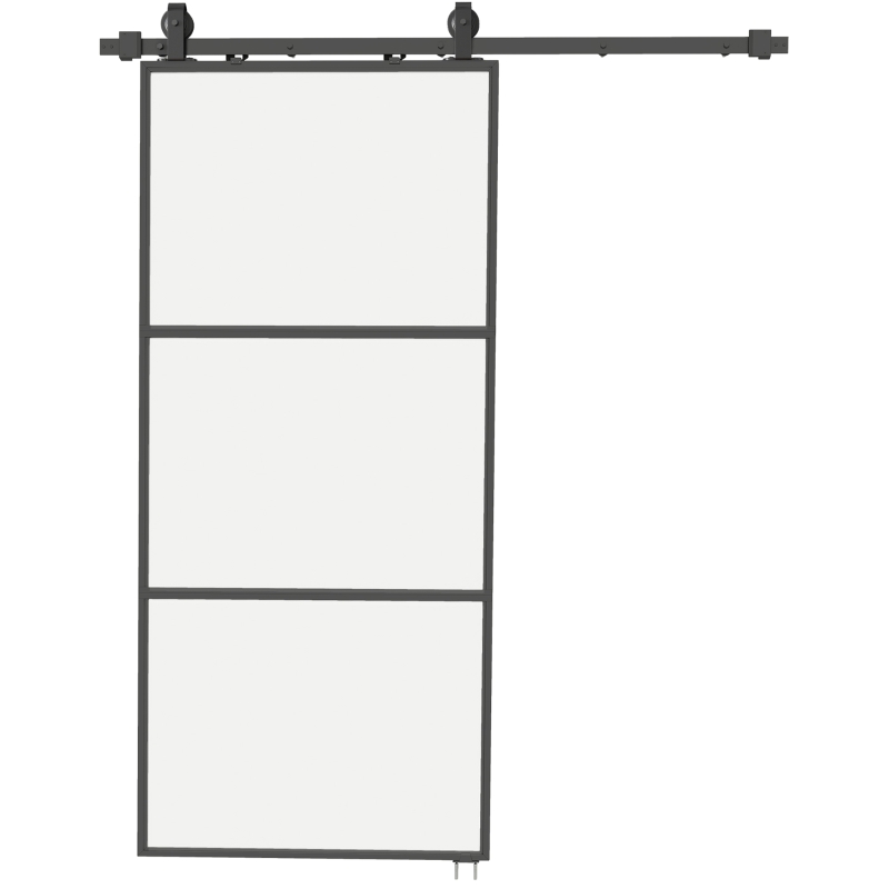 HOMCOM Ușă Glisantă Exterioară pentru Perete 91.4x203.2cm In Sticlă Mată Per Bucătărie