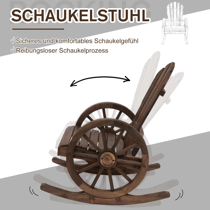 Schommelstoel relaxstoel tuinstoel schommelstoel wieldesign hout bruin(m-4)
