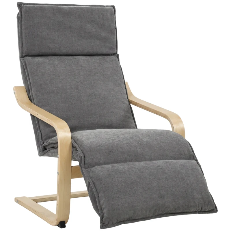 HOMCOM Fotoliu Modern de Relaxare cu Suport Pentru Picioare, Scaun Spațios, Gri Închis