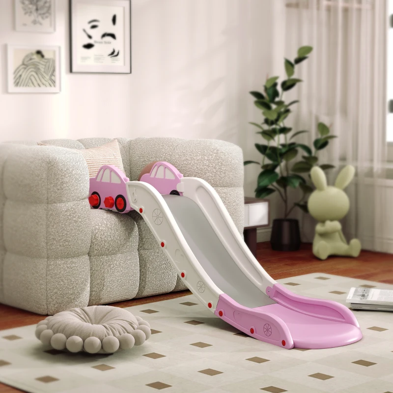 AIYAPLAY Scivolo per Bambini in HDPE con Zona di Ammortizzazione Integrata, per Divani, Letti, Età 18-48 Mesi, Rosa