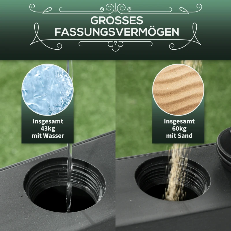 Outsunny Parasolvoet, Parasolstandaard, Parasolhouder, 54,5 x 54,5 x 46,5 cm, Zwart