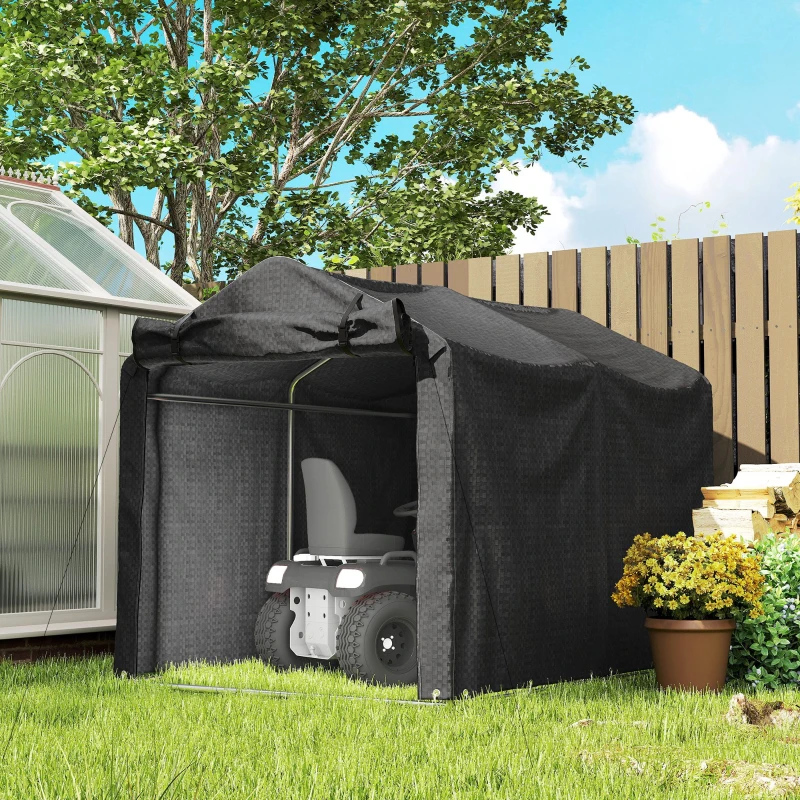 Outsunny Garagenzelt, wasserdicht Zeltgarage mit Tür, UV-beständig 220 x 157 x 165 cm Schwarz(m-10)