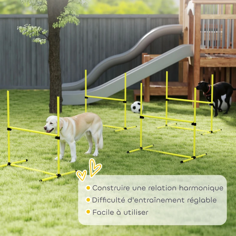 PawHut Agility sport pour chiens set de 4 obstacles professionnels avec système de maintien au sol sac transport fourni