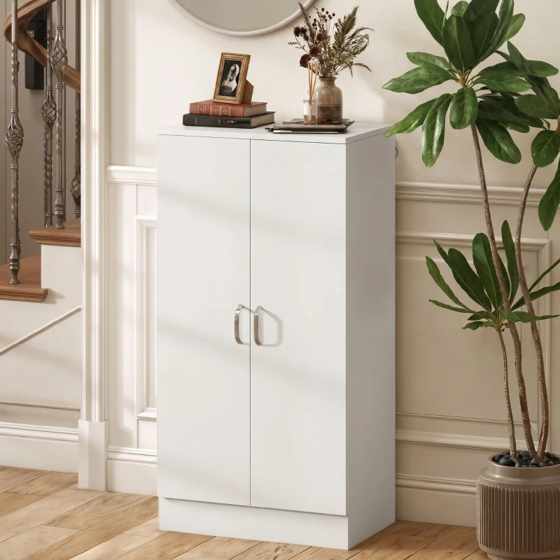 HOMCOM Dulap pentru pantofi cu 6 rafturi reglabile din lemn, alb, 55x35x108 cm