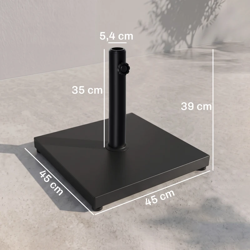 Outsunny Sonnenschirmständer, Schirmhalter, Regenschirm Base, für Ø35 mm, Ø38 mm, Ø48 mm, Metall, Schwarz, 45 x 45 x 39 cm