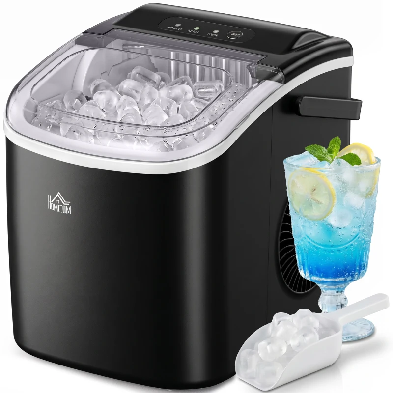 HOMCOM Ijsblokjesmachine Ijsblokjedispenser Ijsblokjesmaker, 22,2 cm x 29,4 cm x 29 cm, Zwart