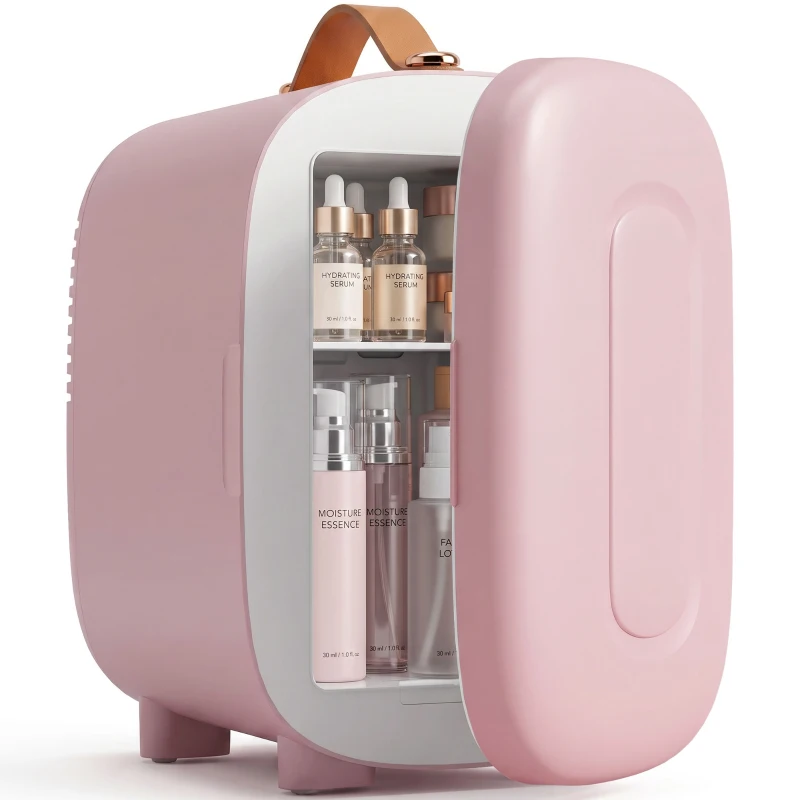 HOMCOM Mini Koelkast Beauty Fridge, 4 L Inhoud, 20,3 x 26,3 x 28 cm, Roze