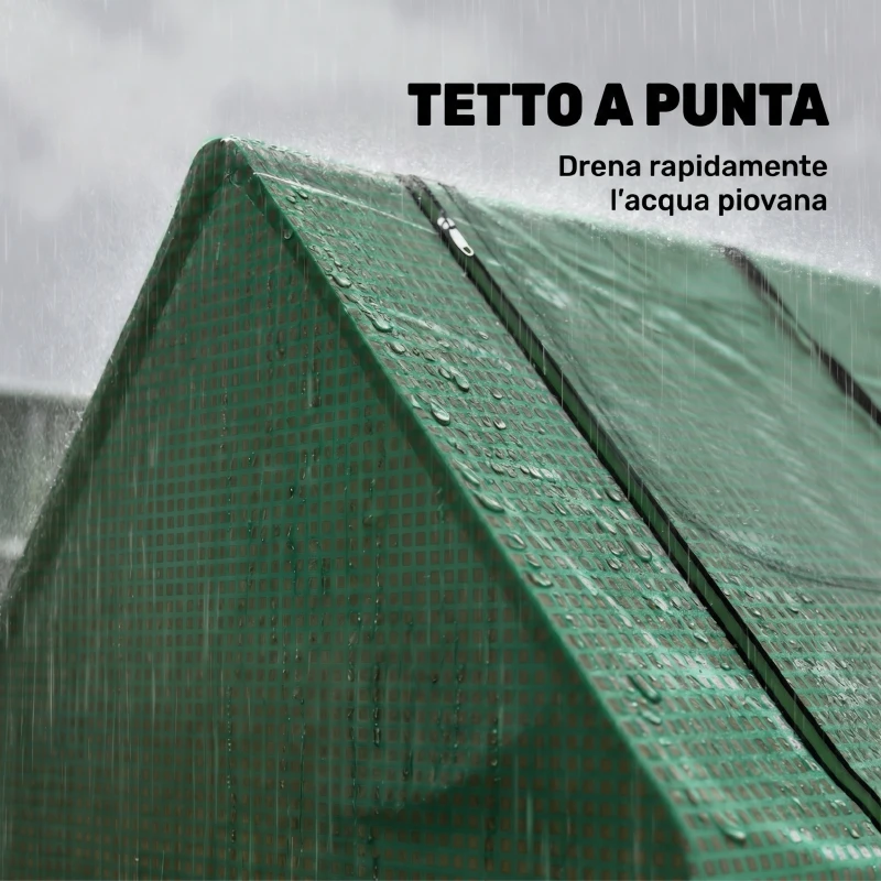 Outsunny Serra per Piante Orto con 2 Coperture in PE e PVC, Struttura in Acciaio - Verde 180x90x90cm