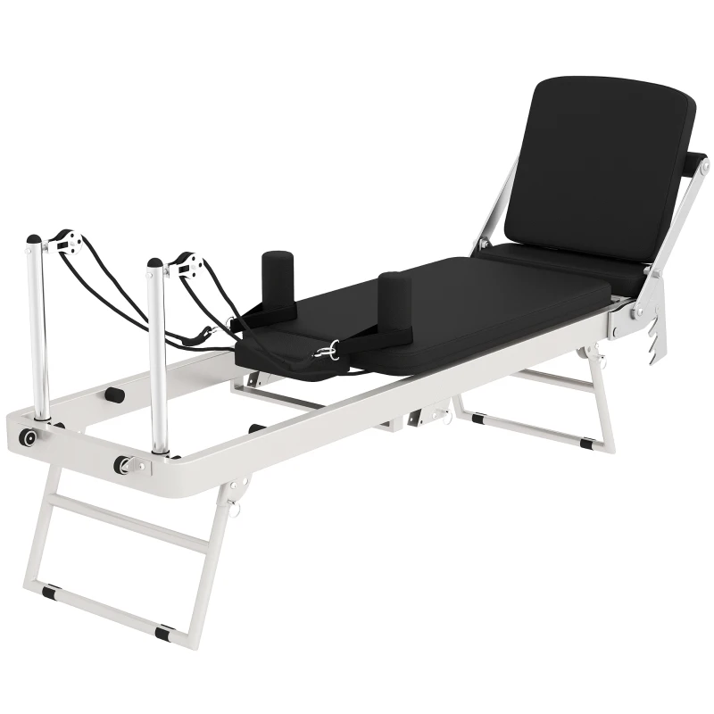 SPORTNOW Reformer Pilates Pliabil pentru Acasă cu 2 Benzi Elastice, Alb