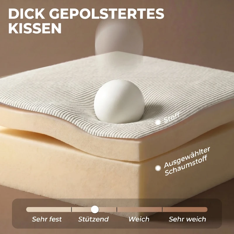 HOMCOM Fauteuil met opbergpoef, cordbekleding, omsluitende leesstoel met verstelbare hoofdsteun, brede zitting, crèmewit