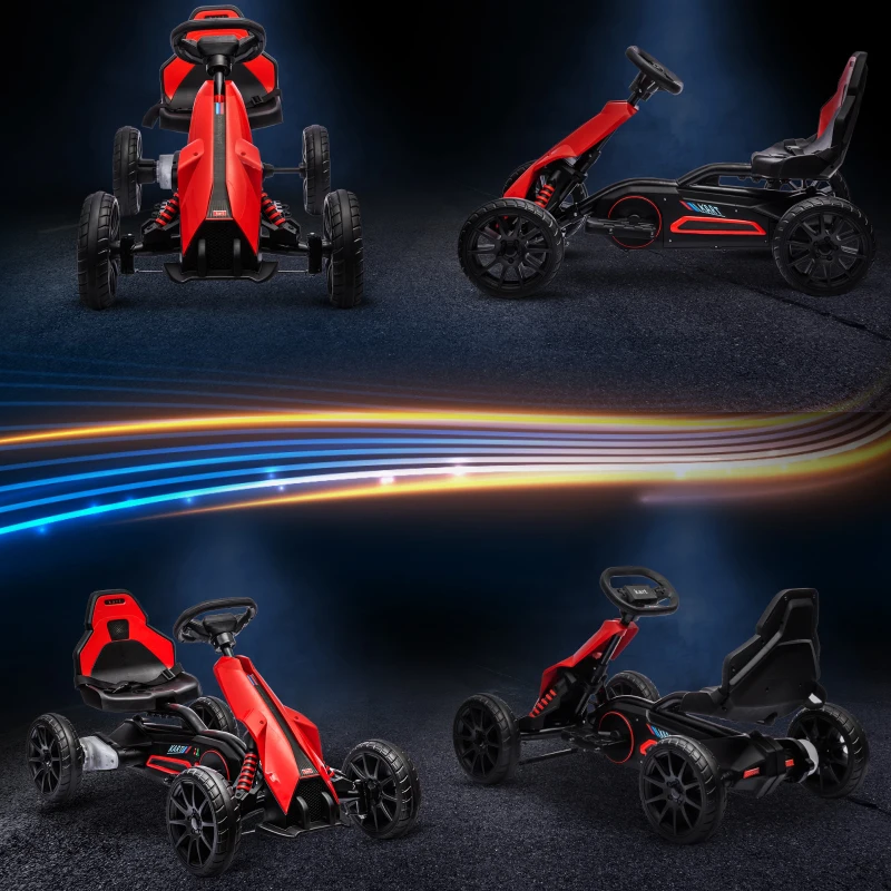 HOMCOM Kart Coche Eléctrico Infantil 12V de 3 a 8 Años Velocidad 3-5km/h y Cinturón de Seguridad 100x58x58,5cm Rojo
