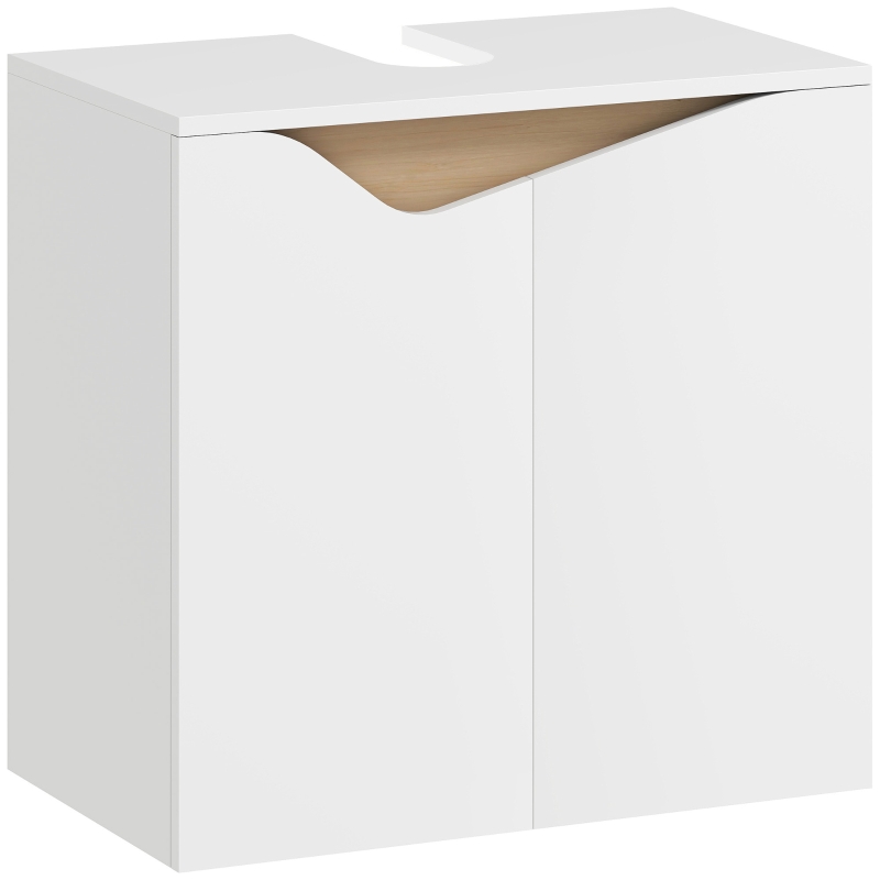 HOMCOM Waschbeckenunterschrank, Badezimmer Unterschrank mit Soft-Close-Türen, Weiß, 60 x 35 x 57,9 cm