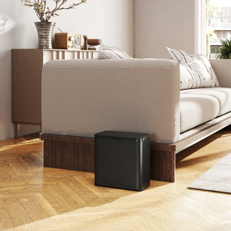 HOMCOM Pubelă 8 L cu Capac din Oțel Inoxidabil, Suspendată sau de Sine Stătătoare, 29,7x17,4x30 cm, Negru