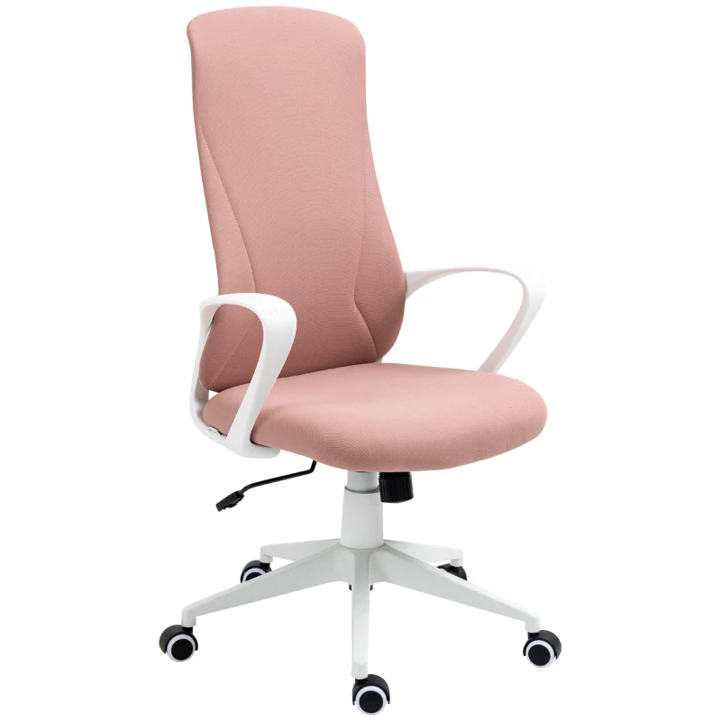 Vinsetto Scaun de birou ergonomic și tapițat, cu înălțime reglabilă și balansare, 62x56x110-119,5 cm, roz