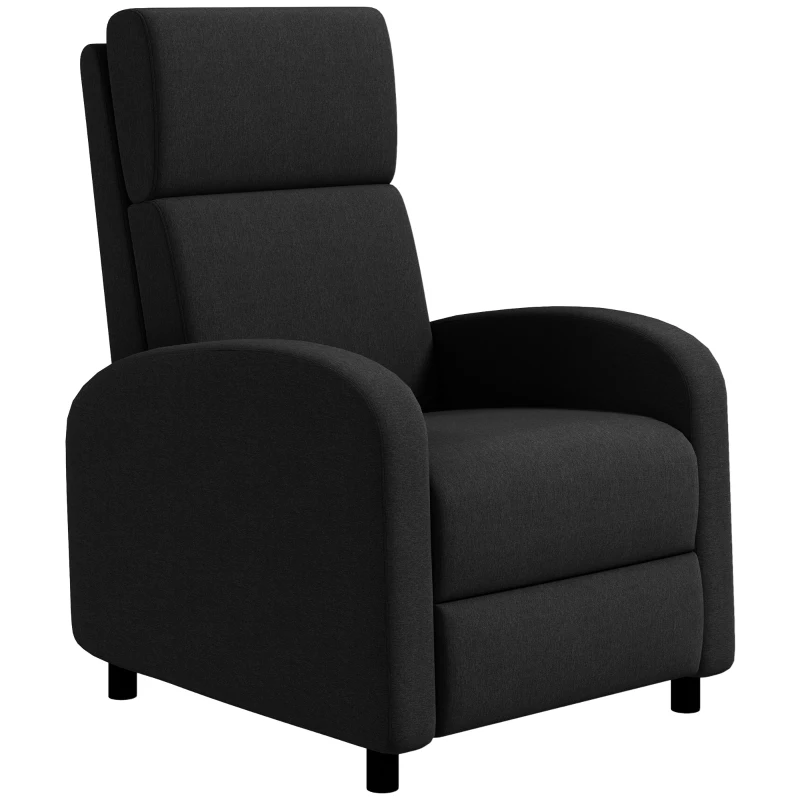 HOMCOM Poltrona Relax Reclinabile Manuale 160° con Poggiapiedi in Tessuto Effetto Lino, Nero