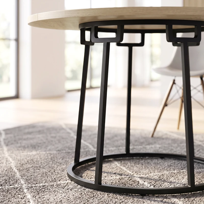 HOMCOM Tavolo da pranzo rotondo per 4-6 persone con base conica, Ø120x75 cm, legno