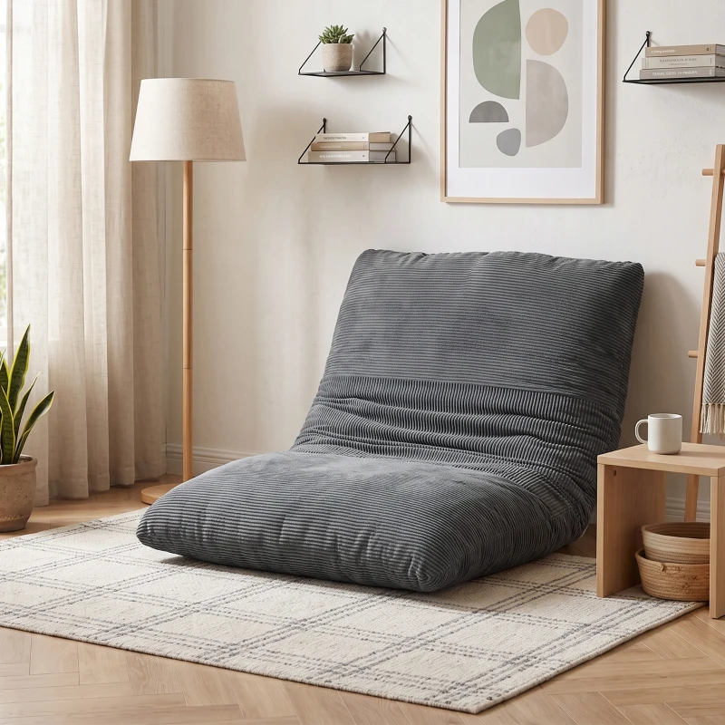 HOMCOM Poltrona de chão 2 em 1 em cotelê, sofá de chão dobrável para leitura, gaming & meditação, sofá-cama para quarto