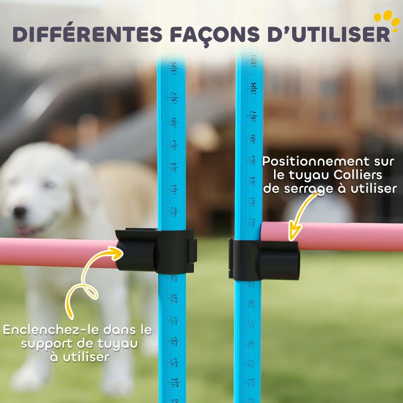 PawHut Agility Sport pour Chiens, Set de 4 Obstacles Professionnels avec Système de Maintien au Sol, 99x65x94cm, Bleu Clair