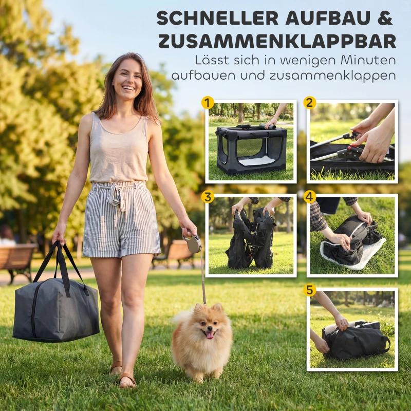 PawHut Hundebox faltbar Hundetransportbox mit Kissen abnehmbar waschbar Bezug aus Oxford-Gewebe für Hunde bis 4kg Armeegrün