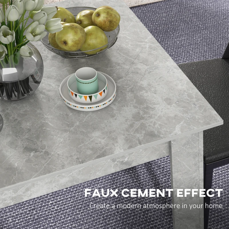HOMCOM Square Dining Table, Modern Small Dining Table with Faux Cement Effect, Space Saving, Non-slip Foot Pads, Cement Grey