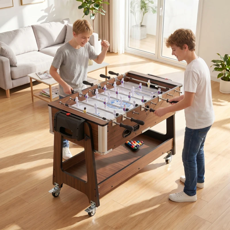 SPORTNOW 3-in-1 Multi Spieltisch drehbar Multifunktionstisch mit Billardtisch Tischfußball Airhockey Ablagefach