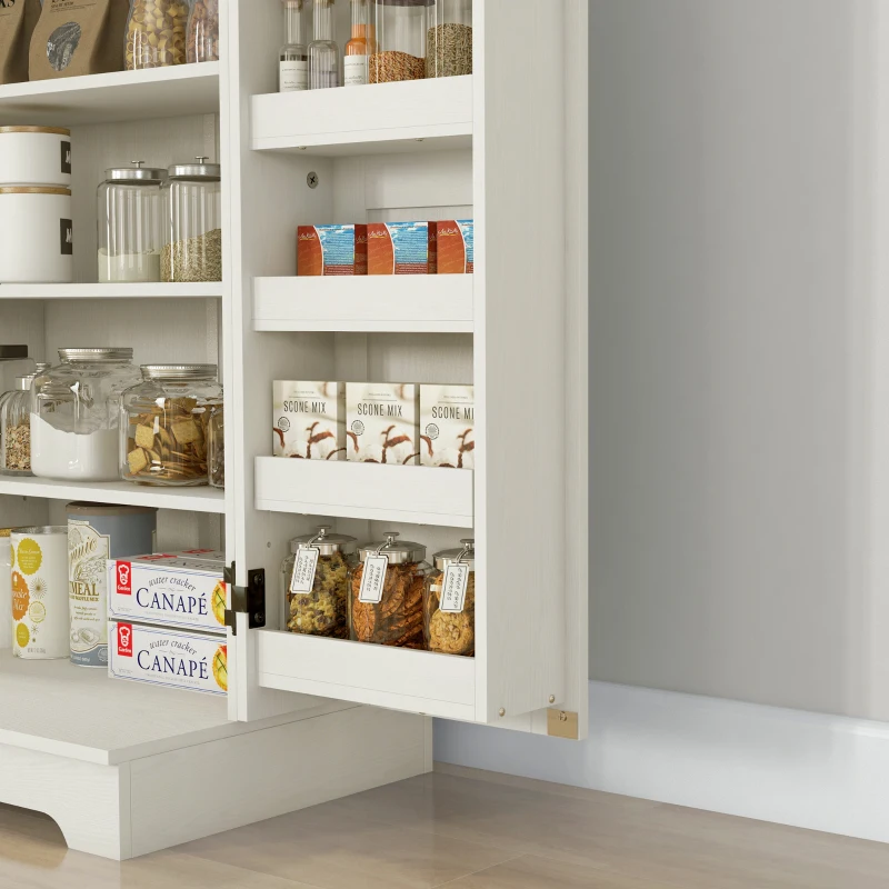 HOMCOM Armario Despensa Cocina con 2 Puertas 16 Estantes y Estante Ajustable para Comedor Salón 60x40x104 cm Crema