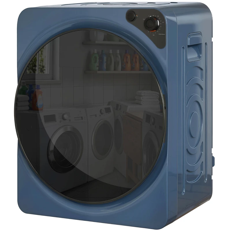 HOMCOM Sèche linge à évacuation compact, sèche-linge électrique 1000 W 3 Kg, 5 modes de séchage, cuve en acier inoxydable, bleu