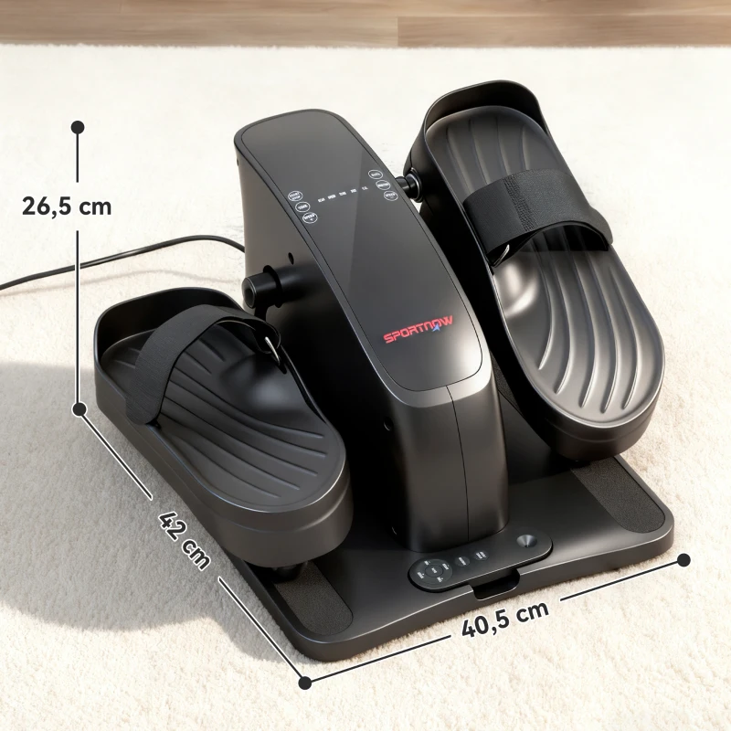 SPORTNOW Mini-Pedaltrainer, 12 Geschwindigkeiten, LED-Display, Fernbedienung, rutschfest, tragbar, Metall, Kunststoff, Schwarz