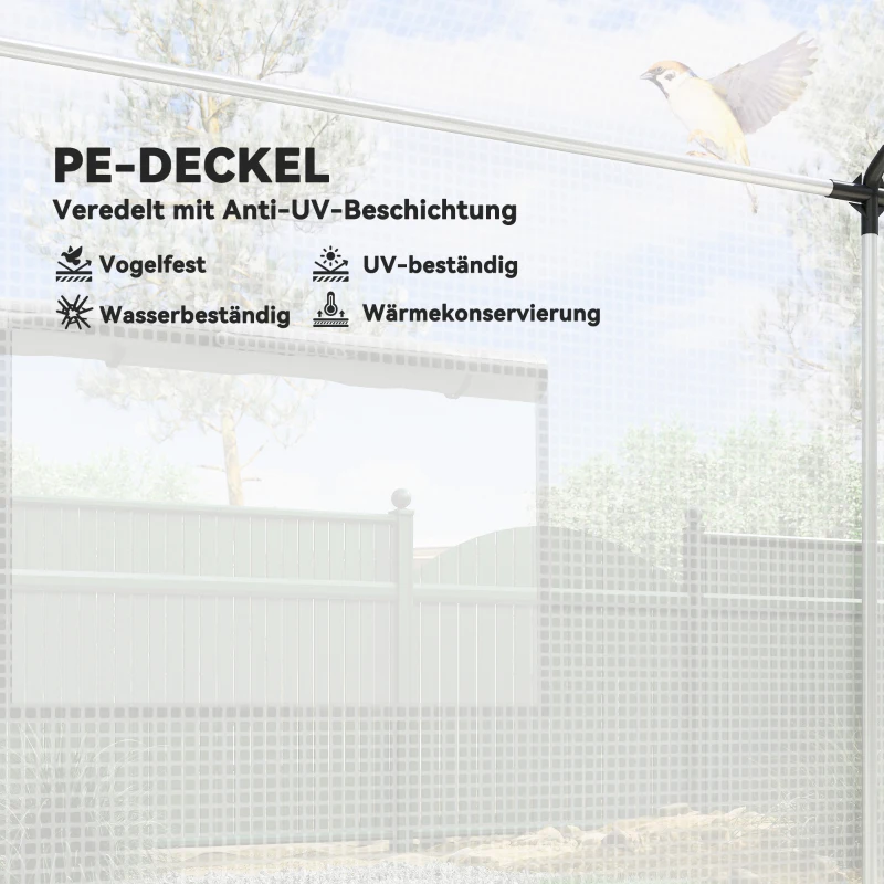 Outsunny Gewächshaus 3 x 2 x 2 m Foliengewächshaus mit 4 Mesh-Fenster, Breiter Rollbar Reißverschlusstür Moskitonetz UV-beständig