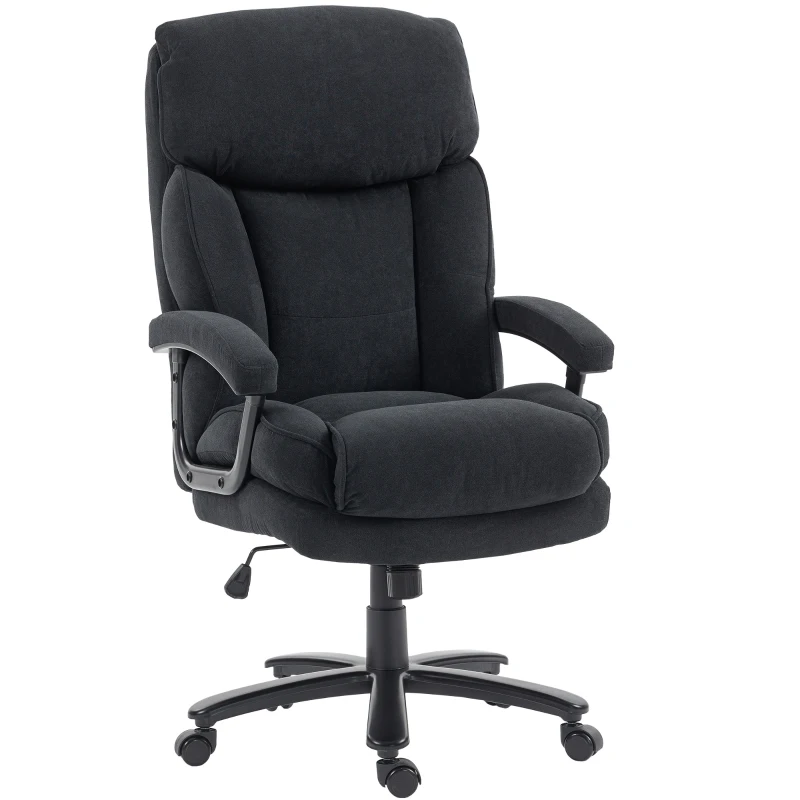 HOMCOM Chefsessel Ergonomisch Bürostuhl bis 200 kg mit Samtoptik, Hoher Rückenlehne, für Büro und Homeoffice Schwarz