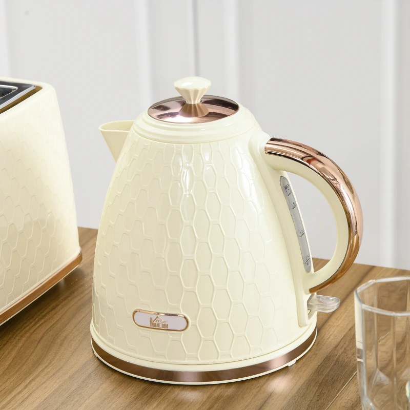HOMCOM Waterkoker, 2200W, Venster, Filter, Snelle Kook, Beige