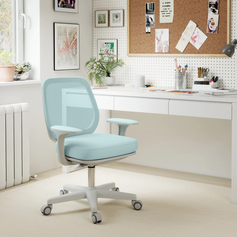 Vinsetto Scaun de Birou Ergonomic, Reglabil pe Înălțime cu Spătar Respirabil, 55x48x82.5-94.5 cm, Verde Deschis