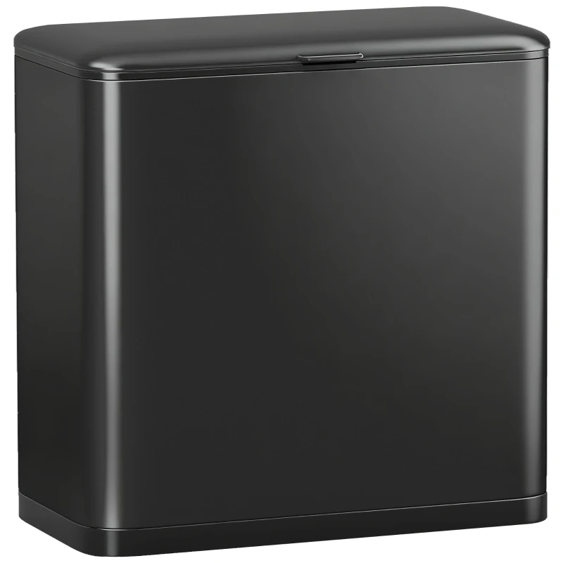 HOMCOM Pubelă 8 L cu Capac din Oțel Inoxidabil, Suspendată sau de Sine Stătătoare, 29,7x17,4x30 cm, Negru