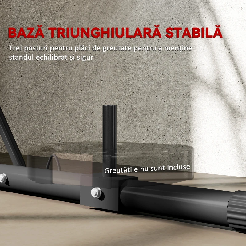 SPORTNOW Suport Reglabil pentru Sacul de Box, Autoportant cu Bază Triunghiulară, 170x90x182-225 cm, Negru
