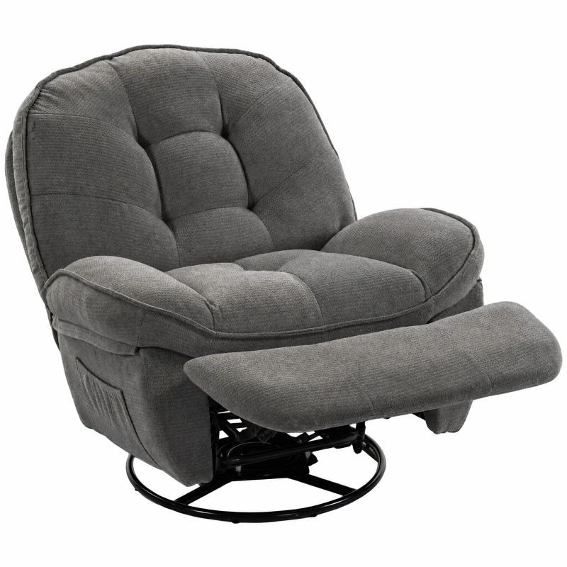 HOMCOM Relaxsessel Fernsehsessel mit Liegefunktion, Drehbarer Ruhesessel mit Wippfunktion, für Wohnzimmer, Schlafzimmer