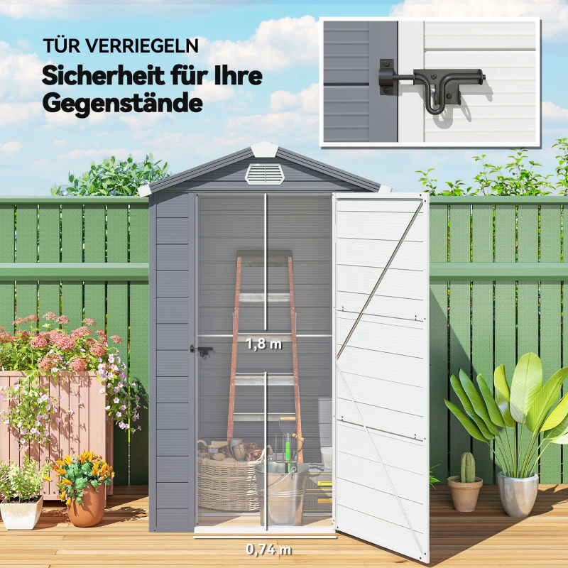 Outsunny Gerätehaus, 1,1m², Gartenhaus mit Satteldach, 133 x 102 x 180/208 cm