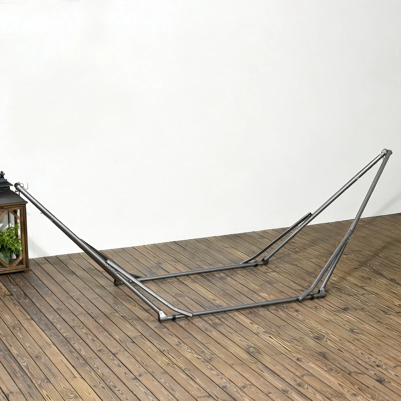 Outsunny 2-in-1 hangmatstandaard, weerbestendig, droogrek, 290 cm x 92 cm x 88 cm, zwart
