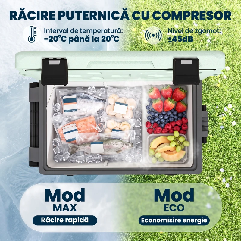 Outsunny Frigider Portabil 42,5L cu Compresor și Control prin Aplicație, -20℃ la 20℃