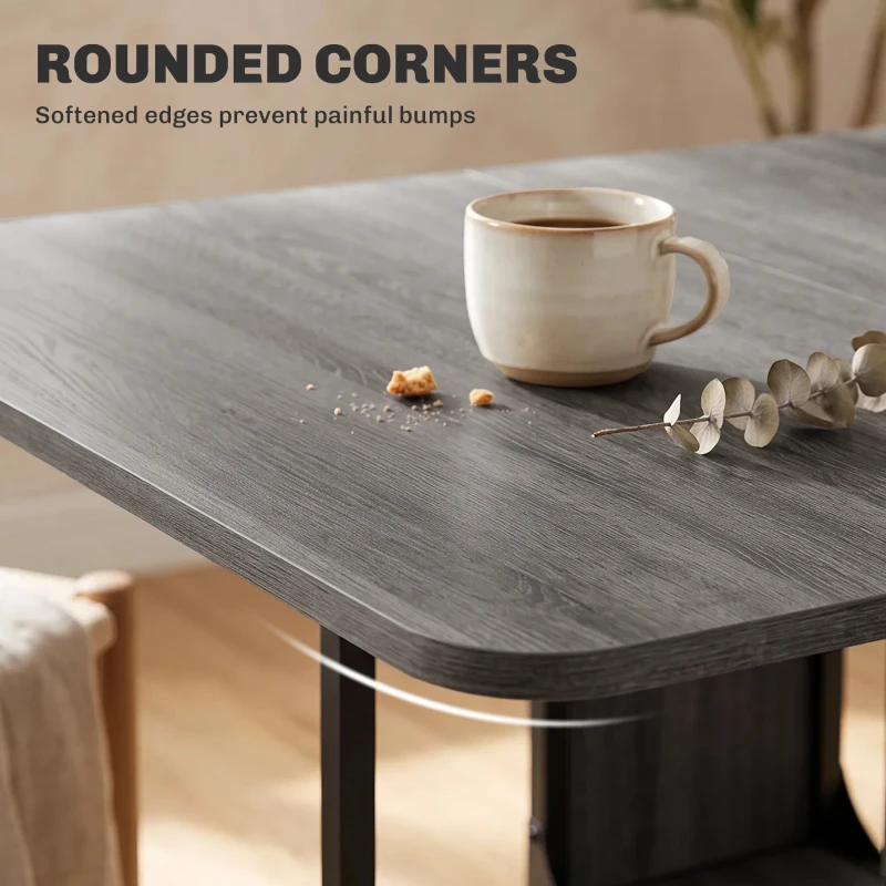 HOMCOM Table pliante de cuisine extensible salle à manger sur roulettes jusqu'à 6 personnes étagère intégrée, 6 roues, Gris