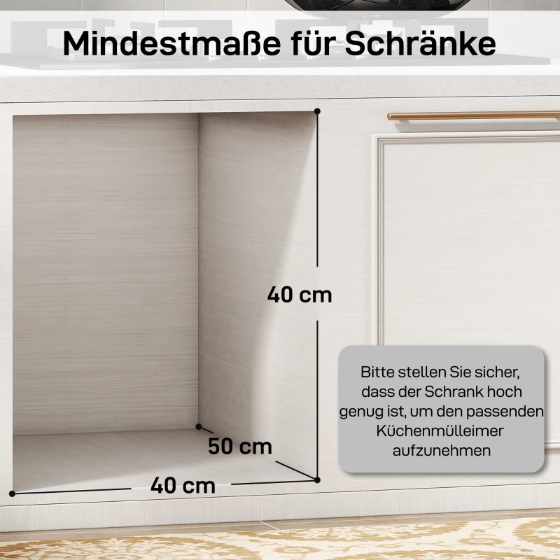 HOMCOM 31L Ausziehbarer Abfallbehälter 15L + 8L x 2 mit herausnehmbaren Eimern