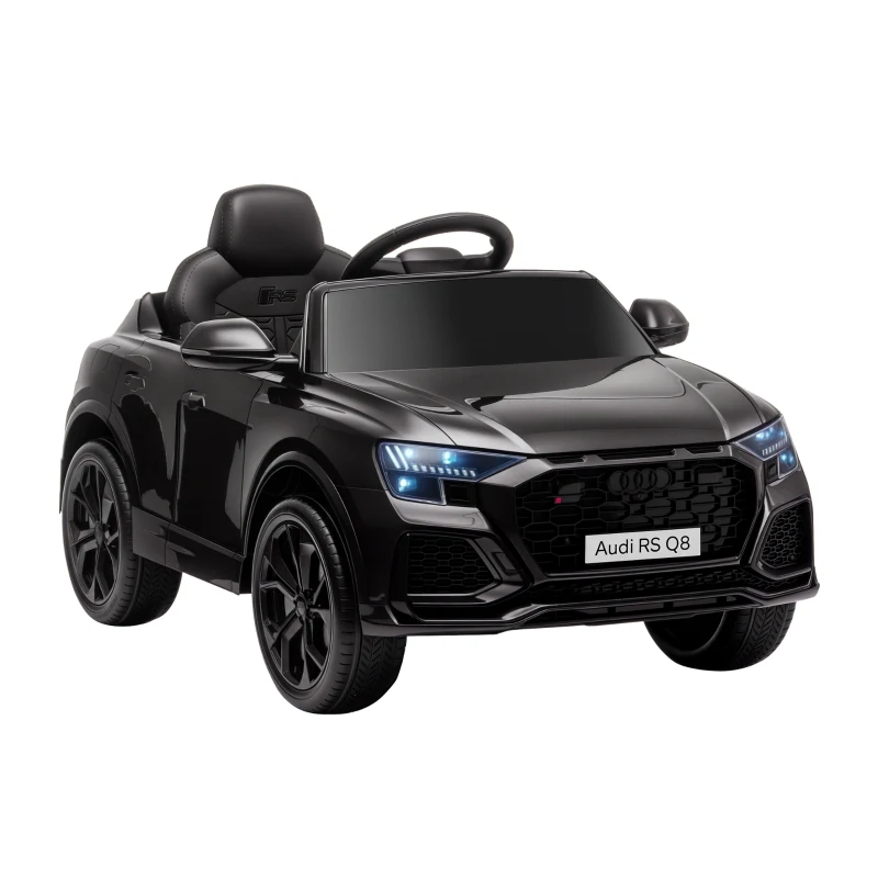 HOMCOM Mașină Electrică pentru Copii Audi RS Q8, 6V, 2 Motoare, Telecomandă, PP, 101x62x51 cm, Negru