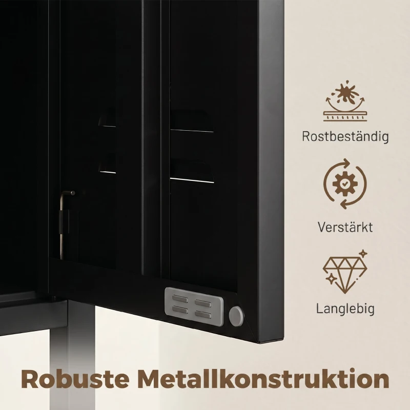 HOMCOM Metallschrank, Industrieller Kleiderschrank mit verstellbaren Böden für Schlafzimmer, Garage und Büro, Schwarz